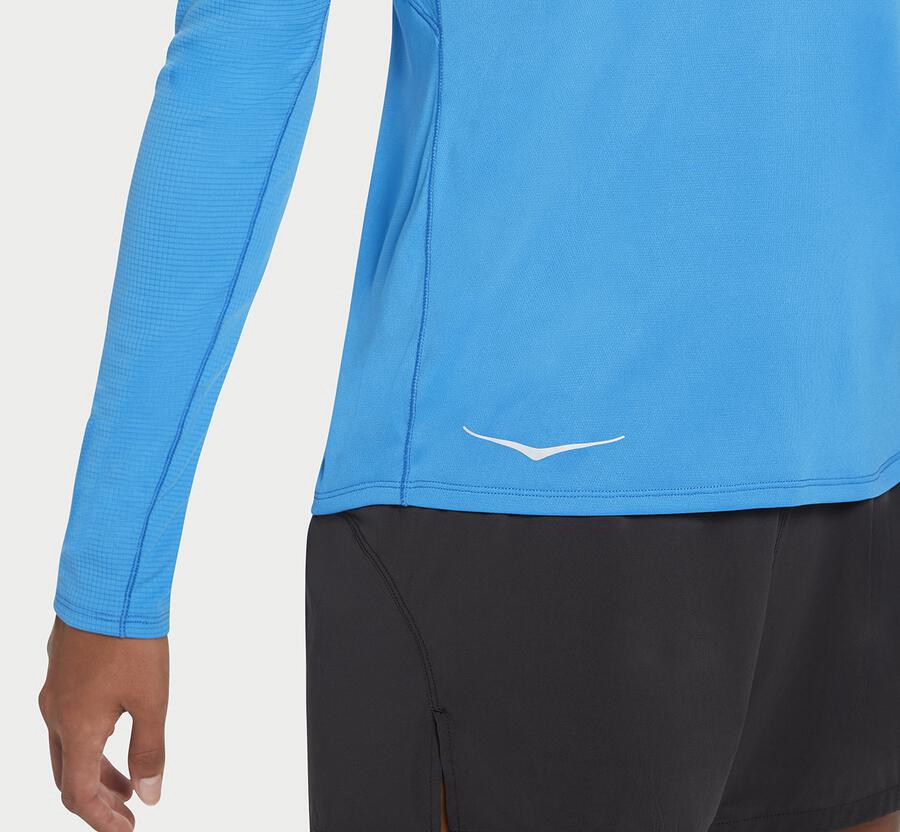 Hoka One One Top Damske Modre - Performance Dlho Sleeve - 15648-WCRM